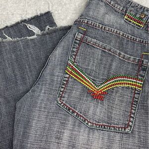 PJ Mark Men's 34x25 Baggy‎ Distressed Y2K Denim Jeans Wide Leg Skater